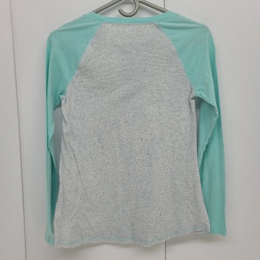 Justice Raglan style shirt aqua/gray size 18 - 20